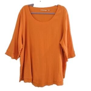 Soft Surroundings 100% Cotton‎ Top Women's Size 2x Orange Gauzey Lightweight